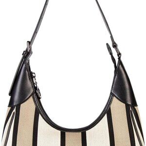 Shoulder Bag for Women, Striped Handbag, Cute Clutch Purse with Zipper Closure,